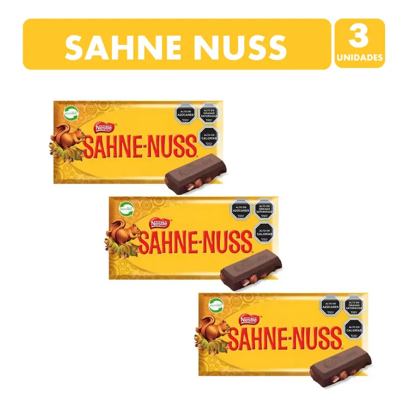 Sahne Nuss Barra De Chocolate 250g (pack De 3 Unidades)