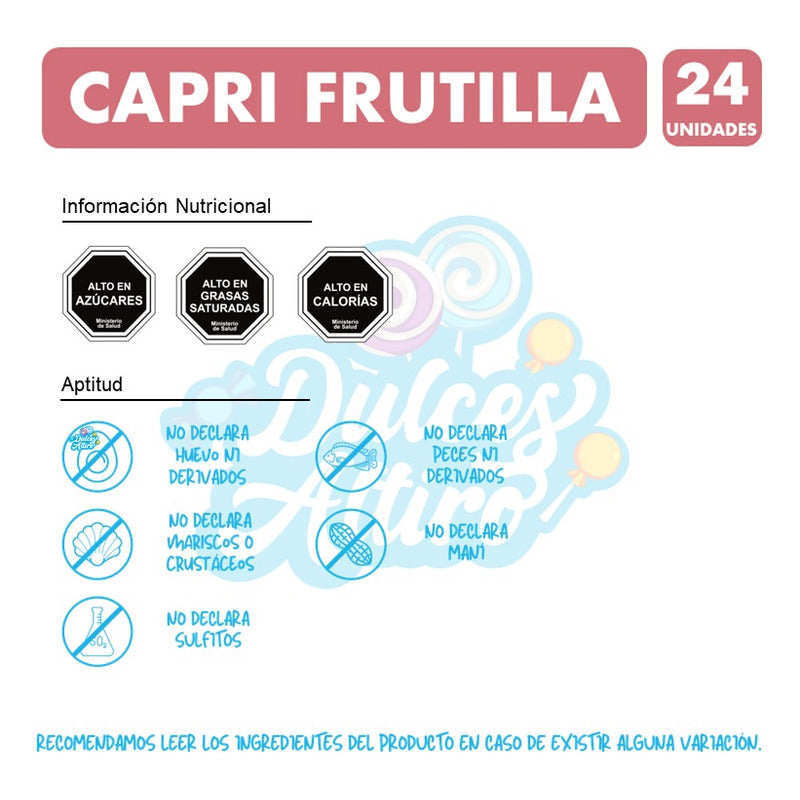 Chocolate Capri Sabor Frutilla (contiene 24 Unidades)