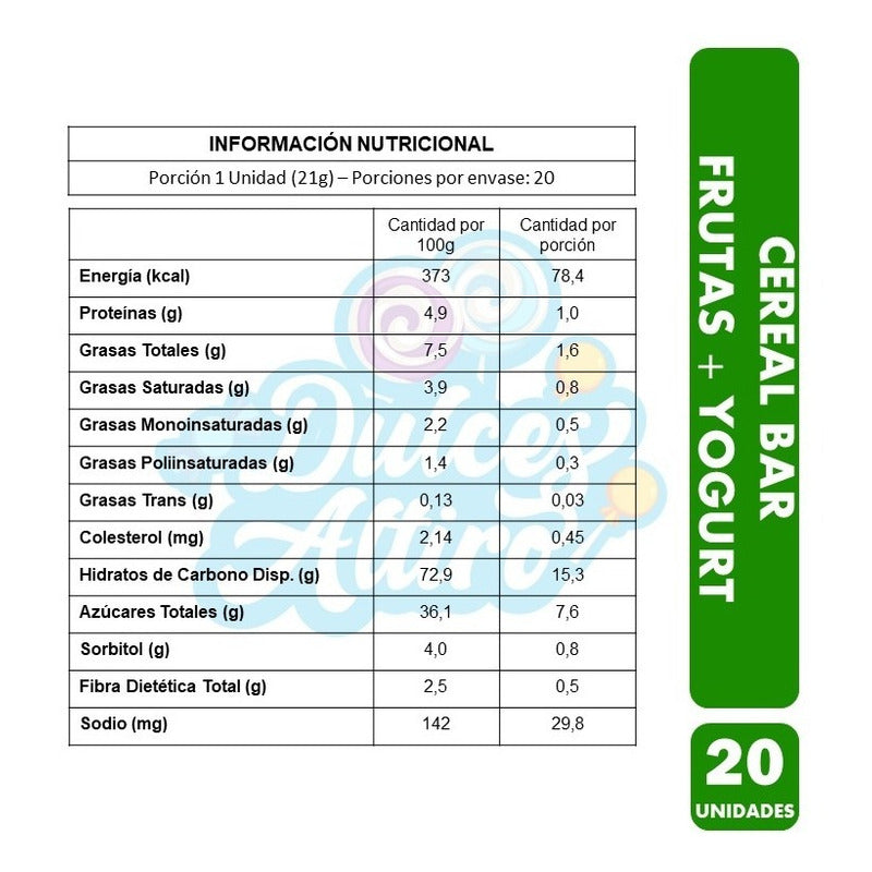 Cereal Bar Frutas+yogurt Display 20 Unidades 21 Gr