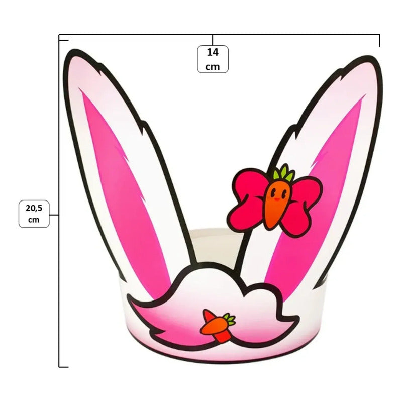 Cintillo De Orejas De Pascua - De Cartón Rosadas (pack 12 U) Rosa