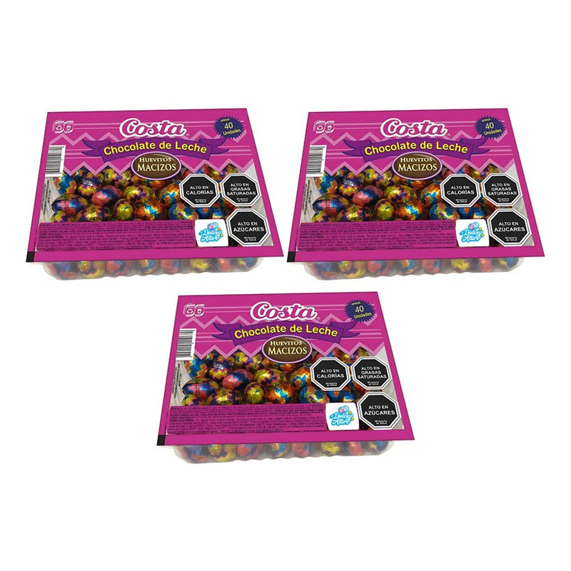 Huevitos De Chocolate Costa (pack 3 Bandejas De 40 Unidades)