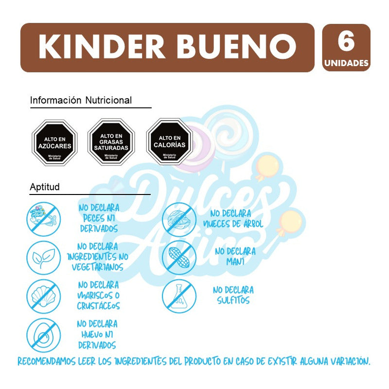 Kinder Bueno - Relleno De Avellana (caja Con 6 Unidades)