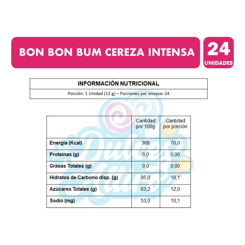 Bon Bon Bum Sabor Cereza Intensa - Coyac´s (bolsa Con 24 Un)