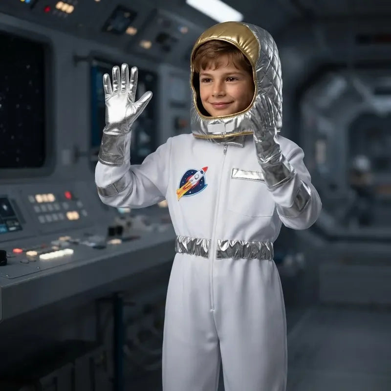 Disfraz De Astronauta Infantil Incluye Casco Y Guantes Blanco 5-6