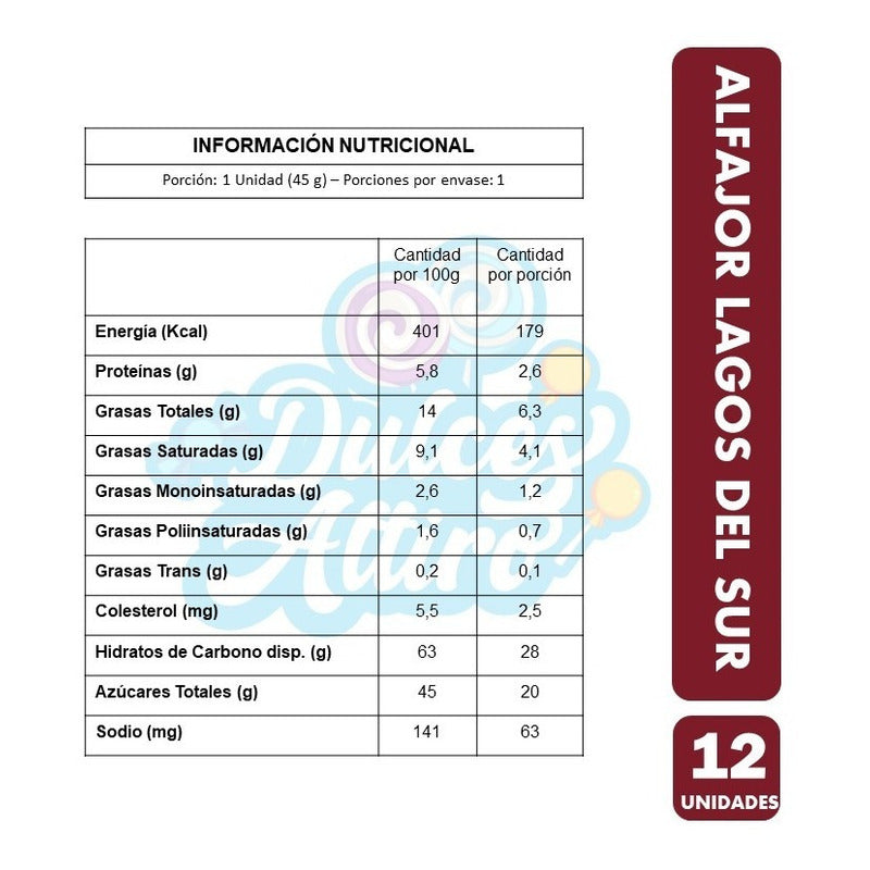 Alfajor Lagos Del Sur Sabor Clásico (pack De 12 Unidades)