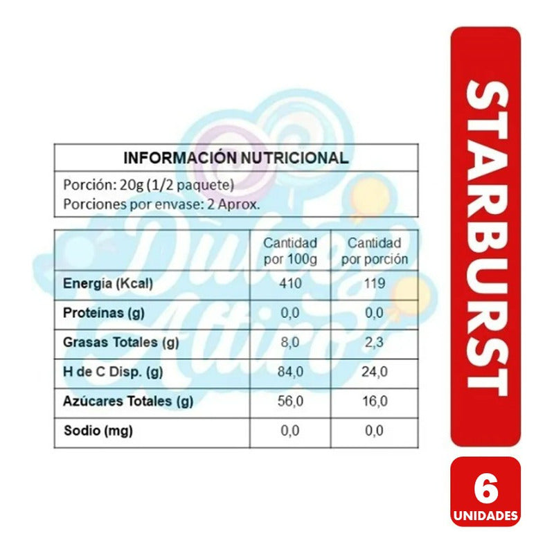 Starburst Caramelos Masticables, Sabor A Frutas(pack Con 6u)