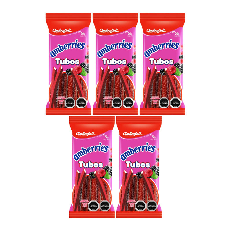 Amberries Tubos - Gomitas Rellenas Sabor Frutal (pack 5 Uni)