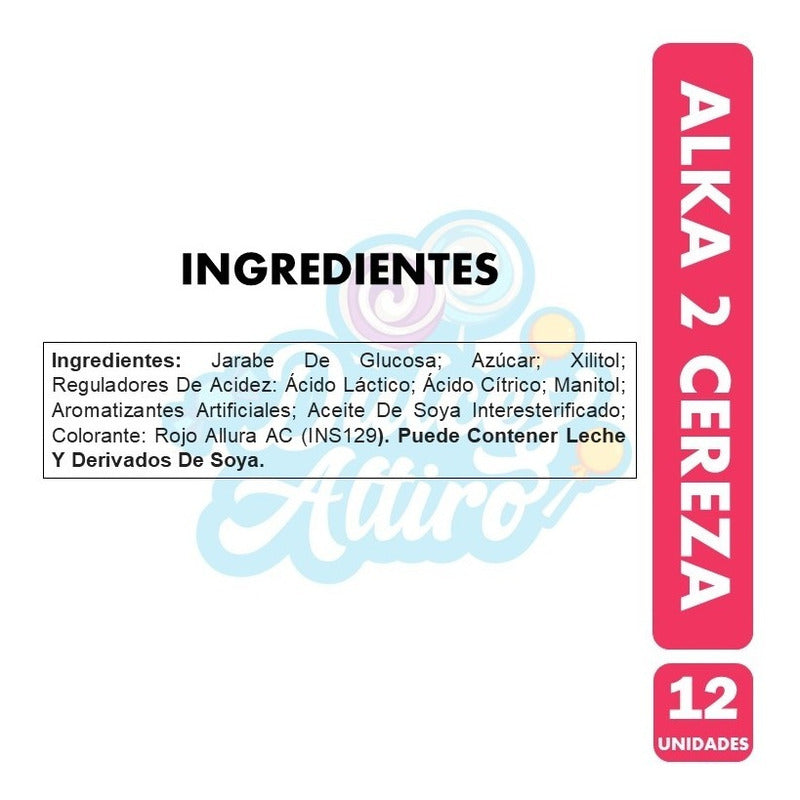 Caramelos Alka 2, Sabor Cereza (display De 12 Unidades)