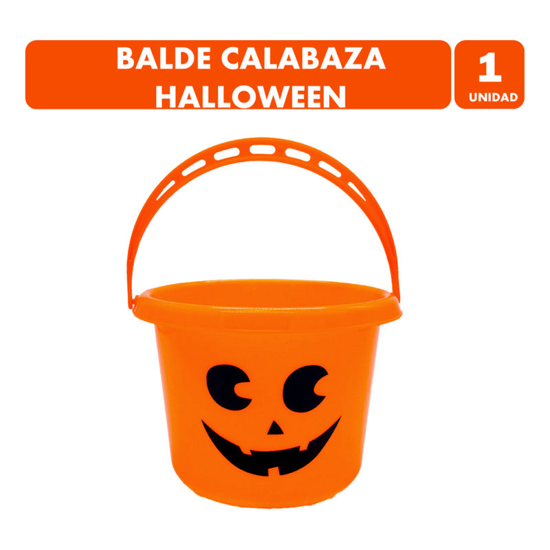 Balde Calabaza Recipiente Dulces Halloween Color Naranjo