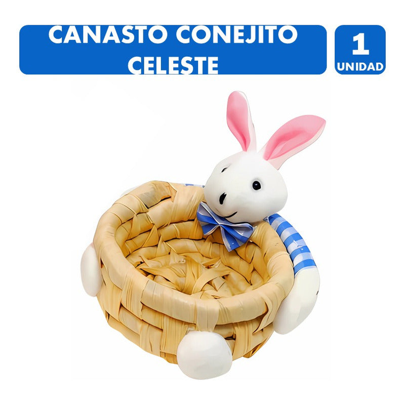 Canasto Para Huevos De Pascua-canasto Conejo Color Celeste
