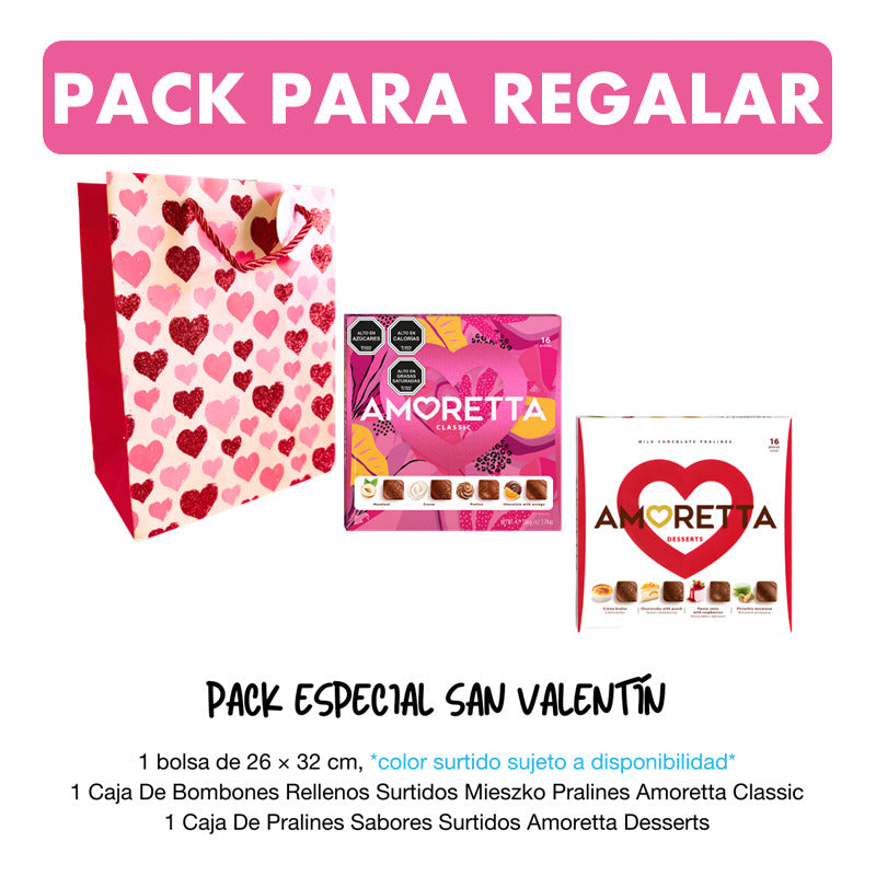 Pack Bombones Amoretta Classic + Amoreta Desserts + Bolsa