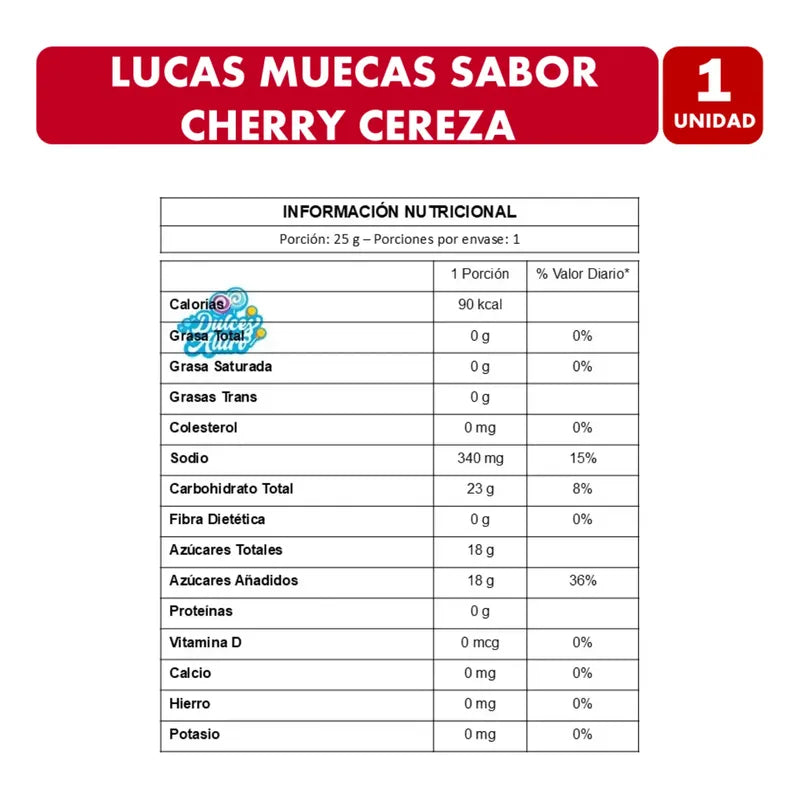 Lucas Muecas Cherry Cereza - Paleta De Caramelo Mexicano
