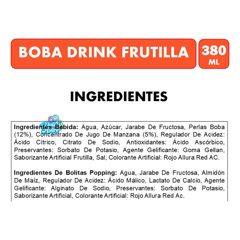 Boba Drink Bebida Con Pelotitas Explosivas - Sabor Frutilla