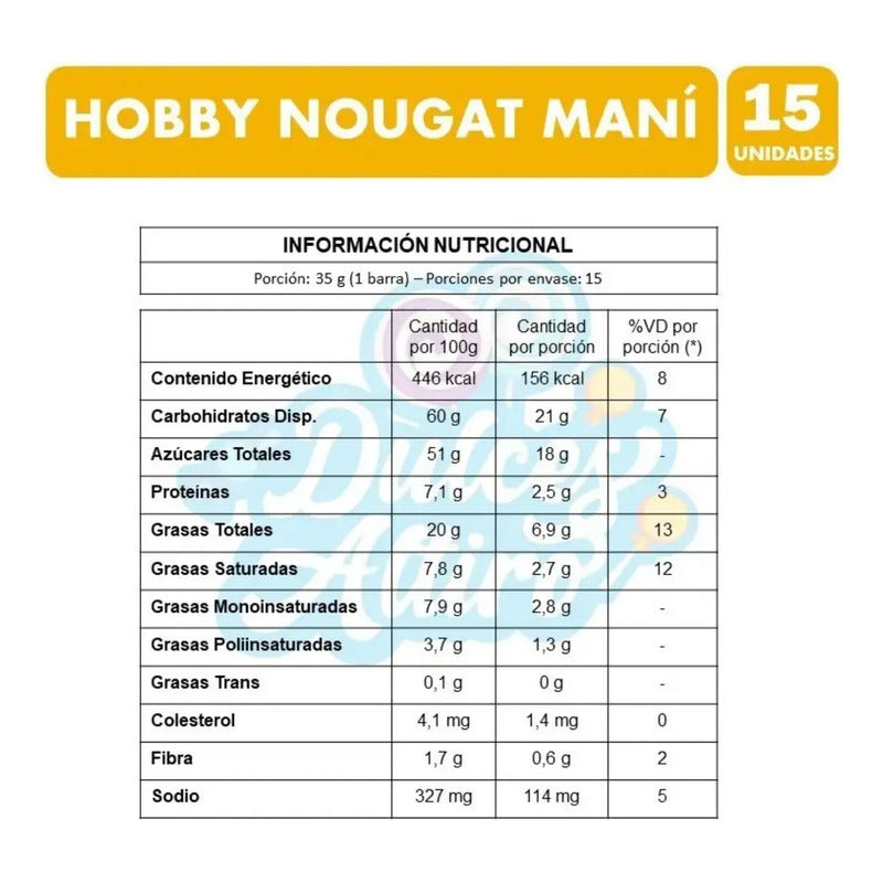 Hobby Tradicional Nougat De Arcor - Caja Con 15 Unidades