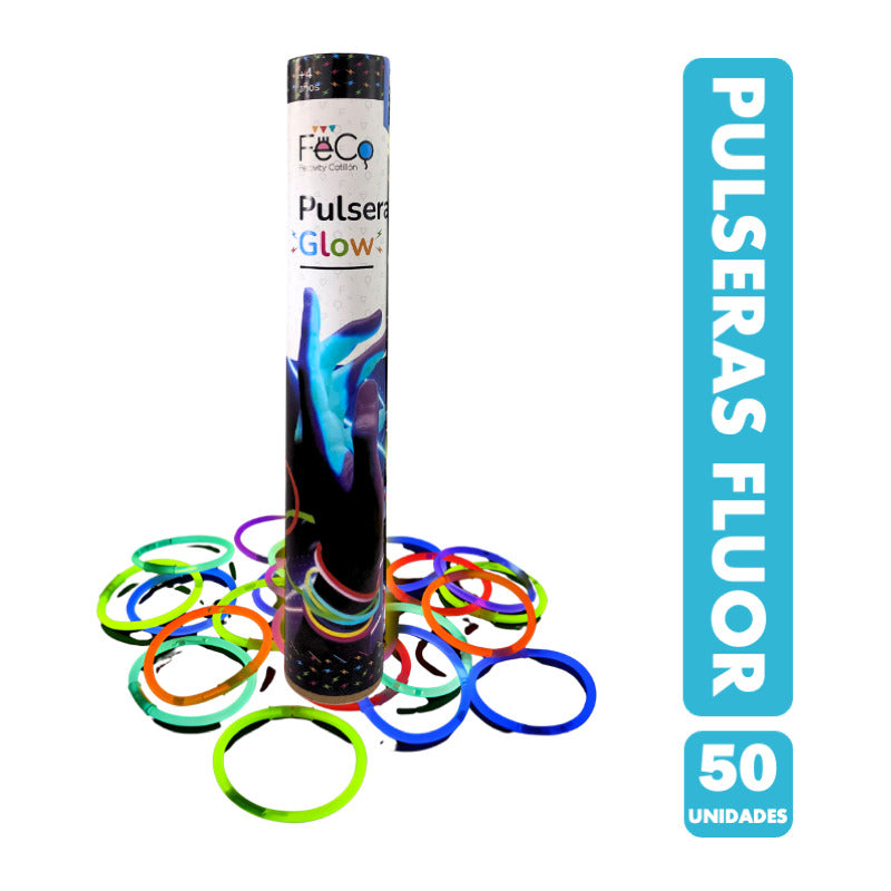 Pulseras Fluor Para Fiesta Neon Halloween (pote Con 50 Uni) Surtidos