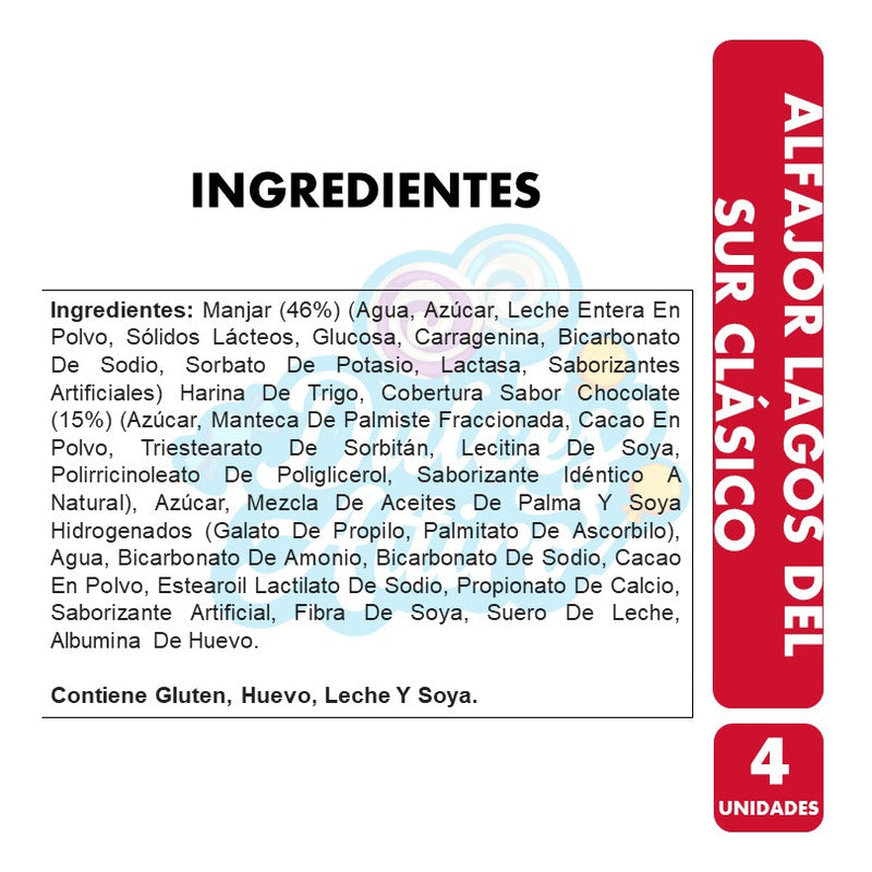 Alfajor Clásico Relleno Manjar- Lagos Del Sur (caja Con 4 U)