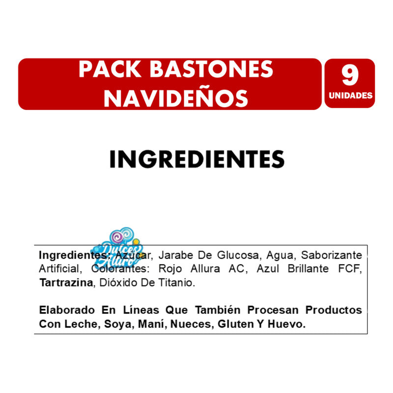 Bastoncitos Navideños Para Colgar - Pack Con 9 Unidades