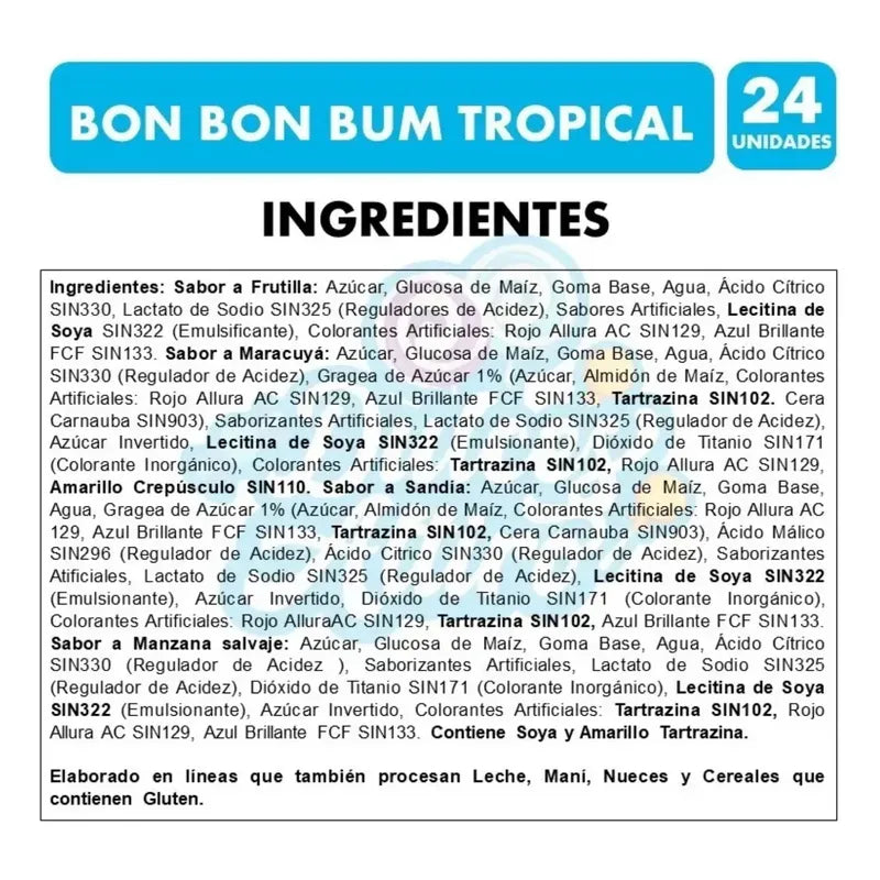 Coyac Bon Bon Bum Sabor Surtidos Tropical De Colombina