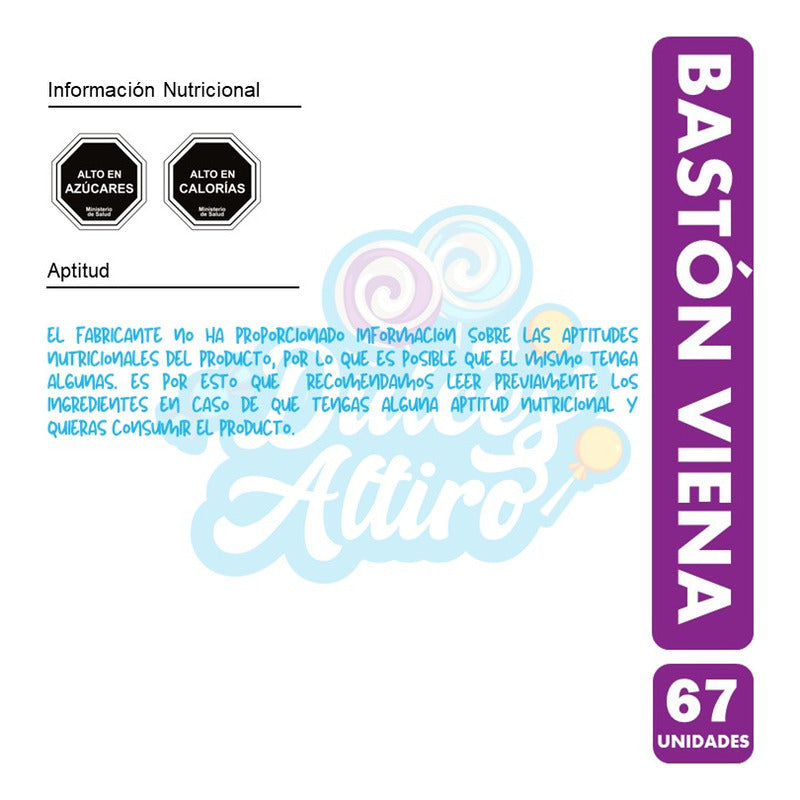 Bastón Viena Arcor Sabor Frutas (bolsa Con 66 Uniddes)