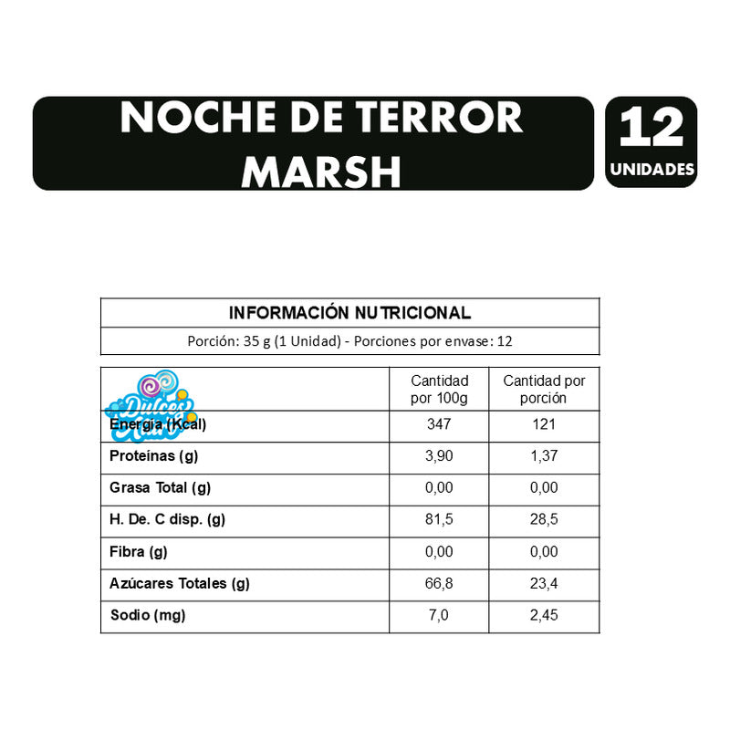 Dulces De Halloween -malvaviscos Noche De Terror Marsh (12u)