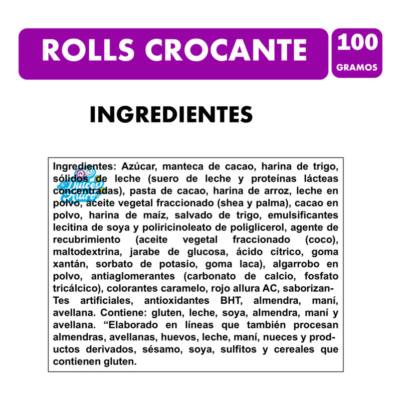 Rolls De Chocolate Con Centro Crocante De Costa (100g)