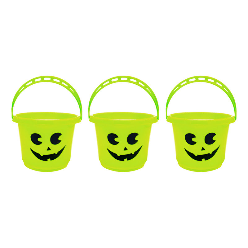 Baldes De Halloween Color Verde Calabaza Pack De 3 Un