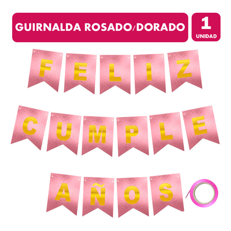 Pack Cumpleaños Fucsia -adornos Accesorios Decoración Fiesta