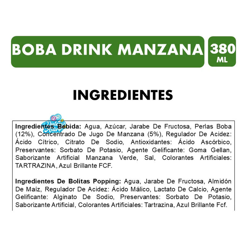Boba Drink Bebida Con Pelotitas Explosivas - Sabor Manzana