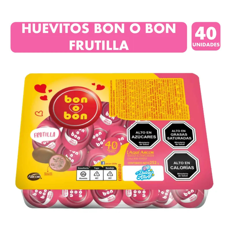 Huevito De Chocolate Bon O Bon Frutilla (bandeja Con 40 Uni)