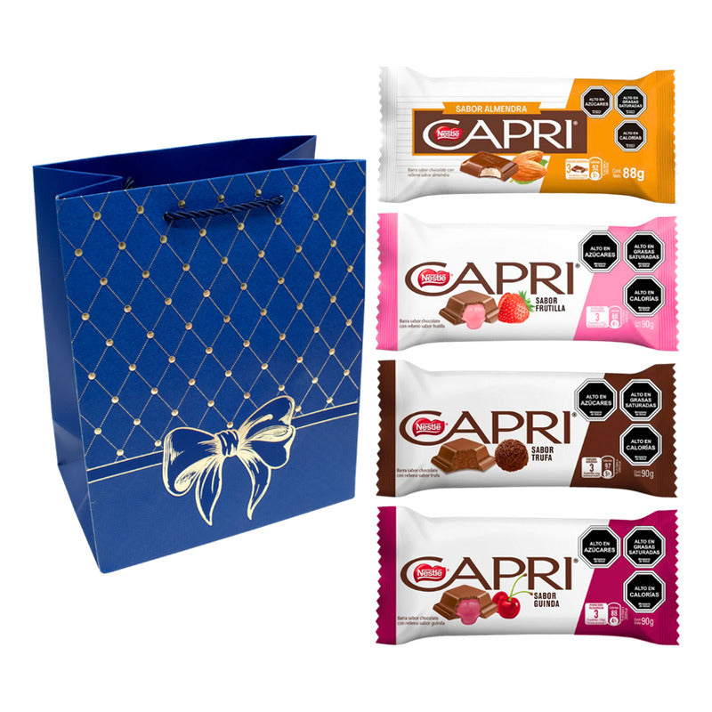 Pack Chocolates Capri Almendra+frutilla+trufa+guinda + Bolsa
