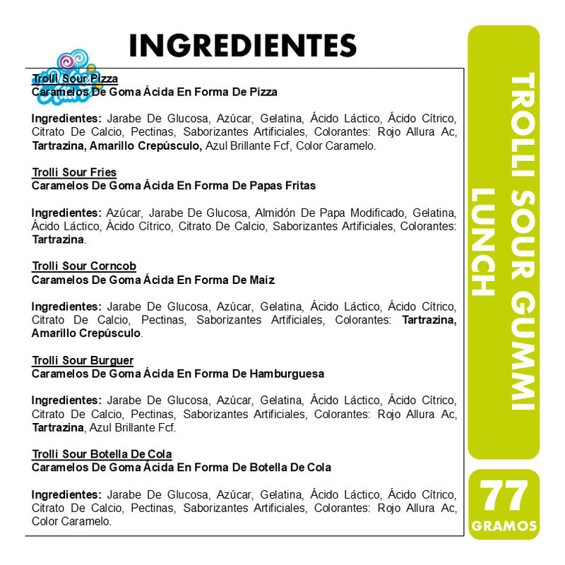 Gomitas Trolli Sour Con Forma De Comida - (bolsa 7 Unidades)