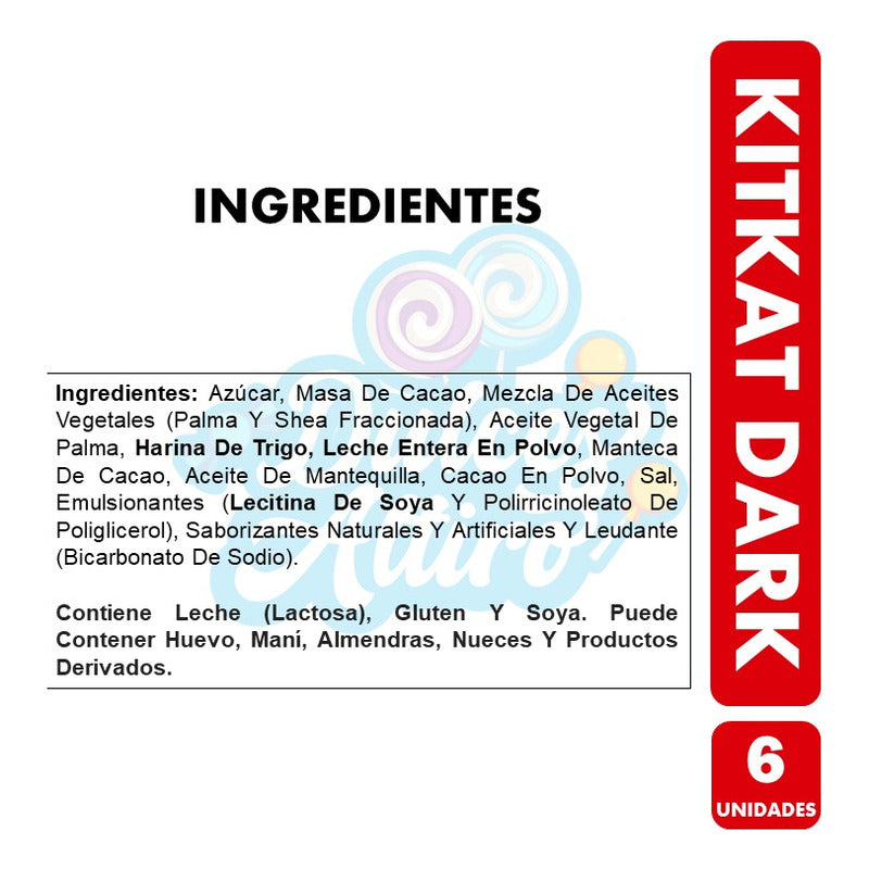 Kit Kat Chocolate Amargo- Marca Nestlé (pack Con 6 Unidades)