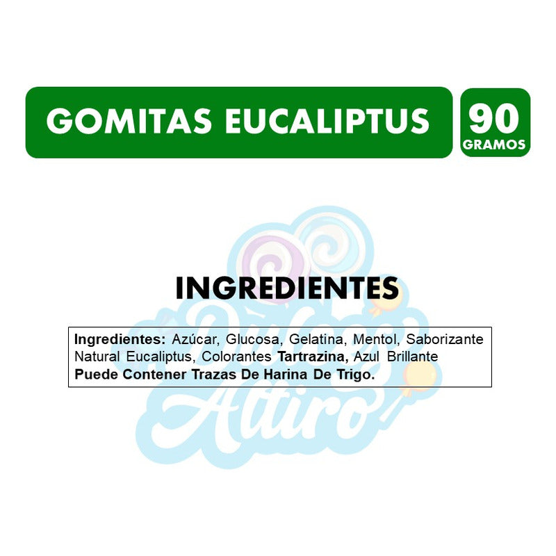 Gomitas De Eucalipto Color Verde Merello(contiene 90 Gramos)