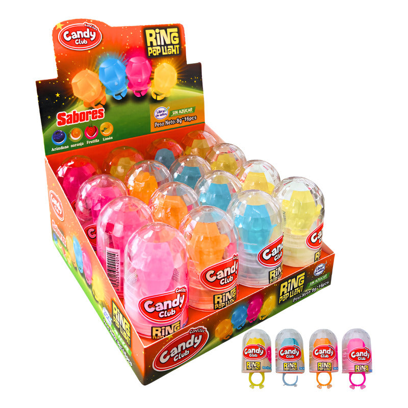 Ring Pop Light - Anillos De Caramelo Con Luz (caja Con 16un)