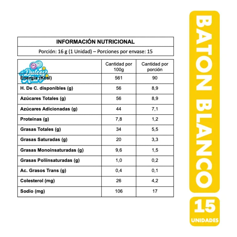 Batón Chocolate Blanco De Garoto (caja Con 15 Unidades)