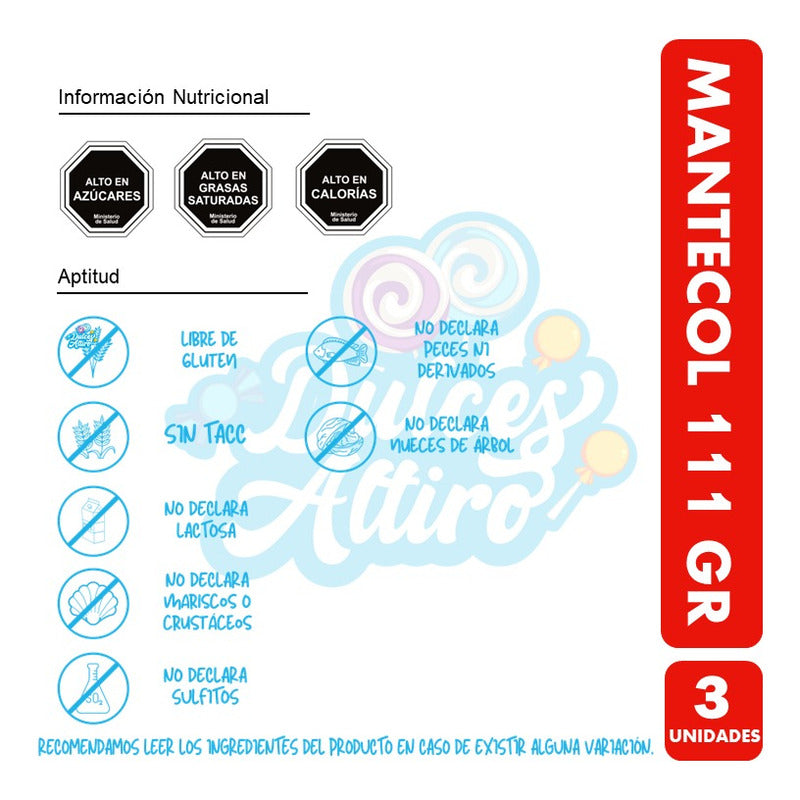 Barra Mantecol Clásico De 111g - Sin Tacc(pack Con 3u)