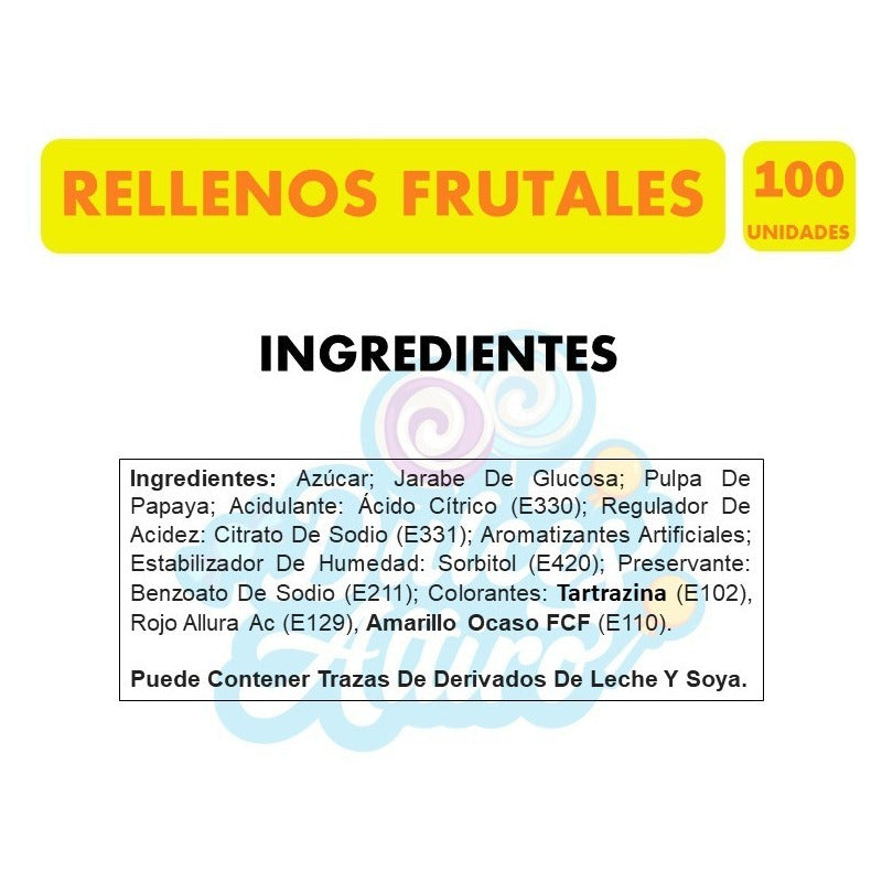 Dulces Con Rellenos Frutales Marca Arcor (bolsa Con 100 Uni)