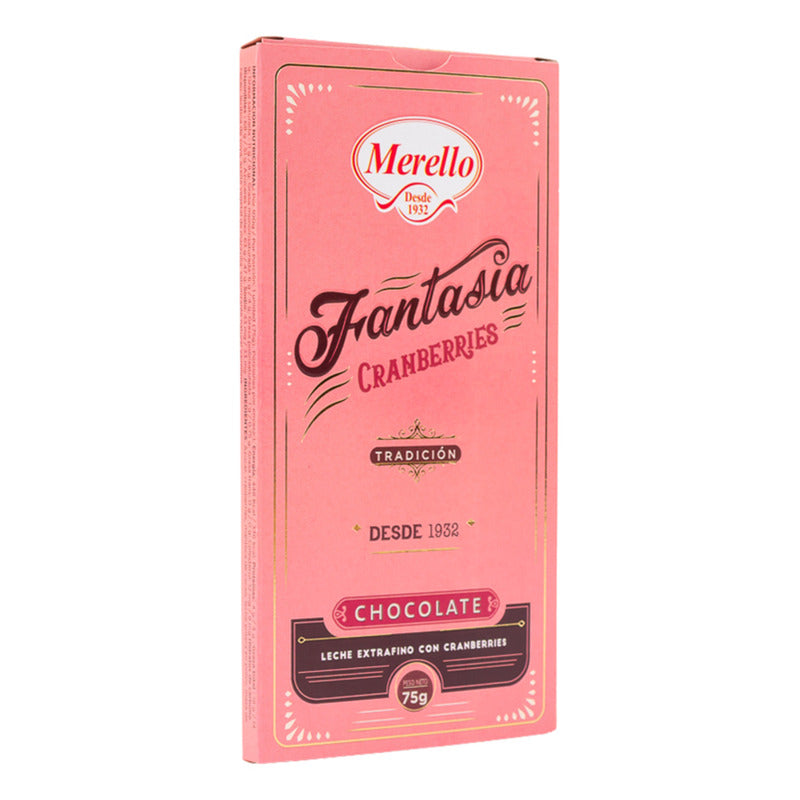 Tableta De Chocolate Cranberry Merello (tableta De 75 Gr)