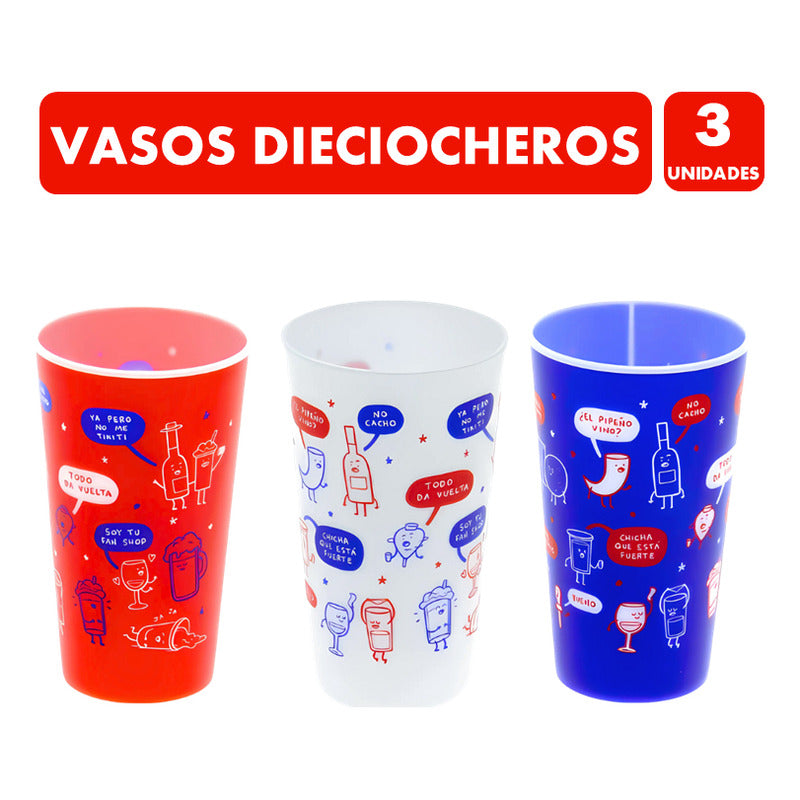 Vasos Reutilizables Para El 18 Divertidos De Diseñador (3un)