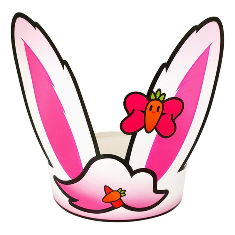 Cintillo De Orejas De Conejo De Carton Rosado (pack De 48u)
