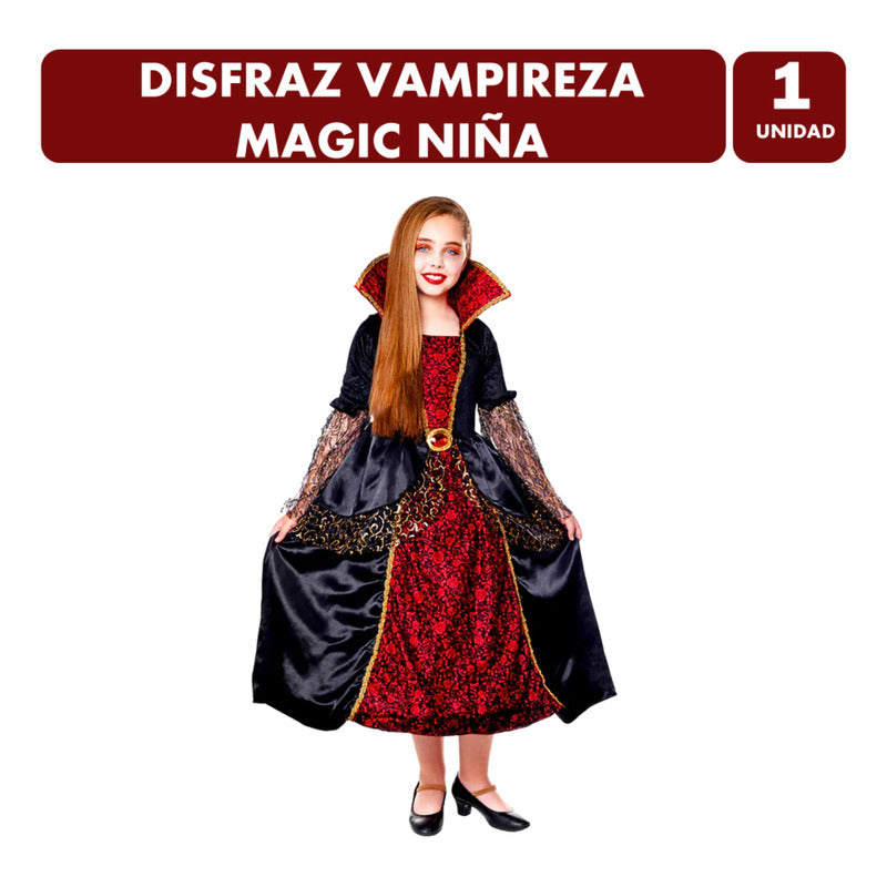 Disfraz Vestido Vampiresa Magic Infantil Niña Halloween Rojo 10-12