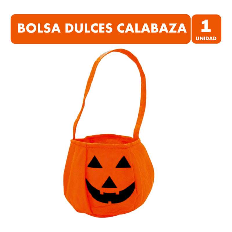 Bolsa Calabaza Para Pedir Dulces 20*35cm Especial Halloween