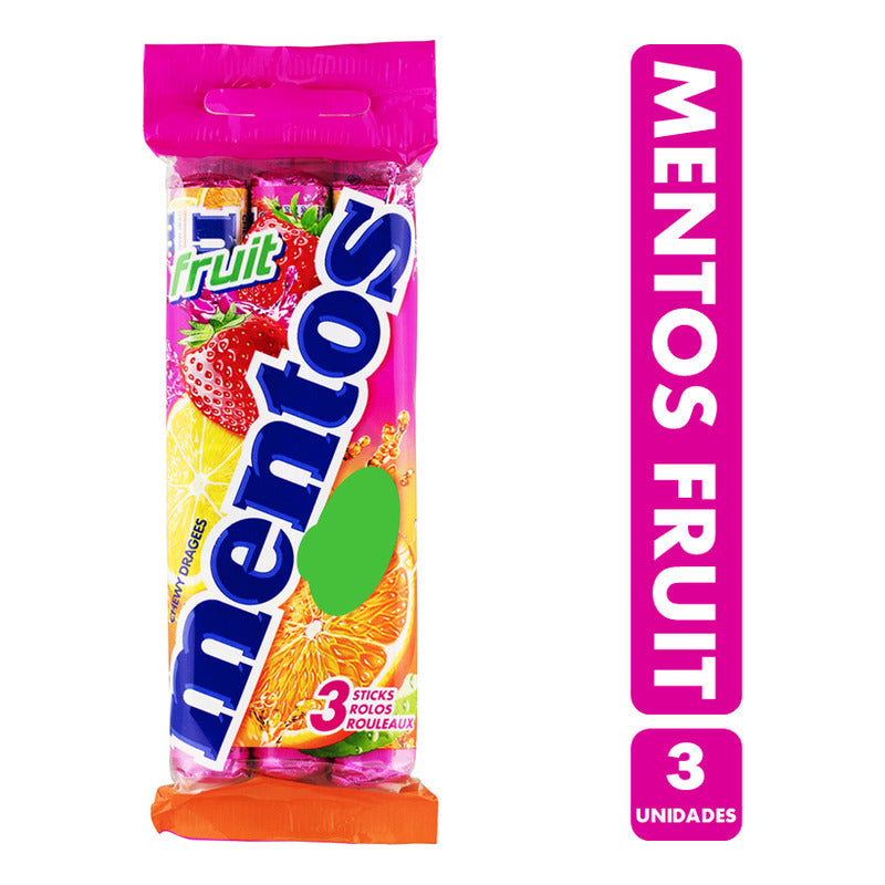 Mentos Fruit (naranja, Fresa Y Limón) - Envase Con 3 Rolls