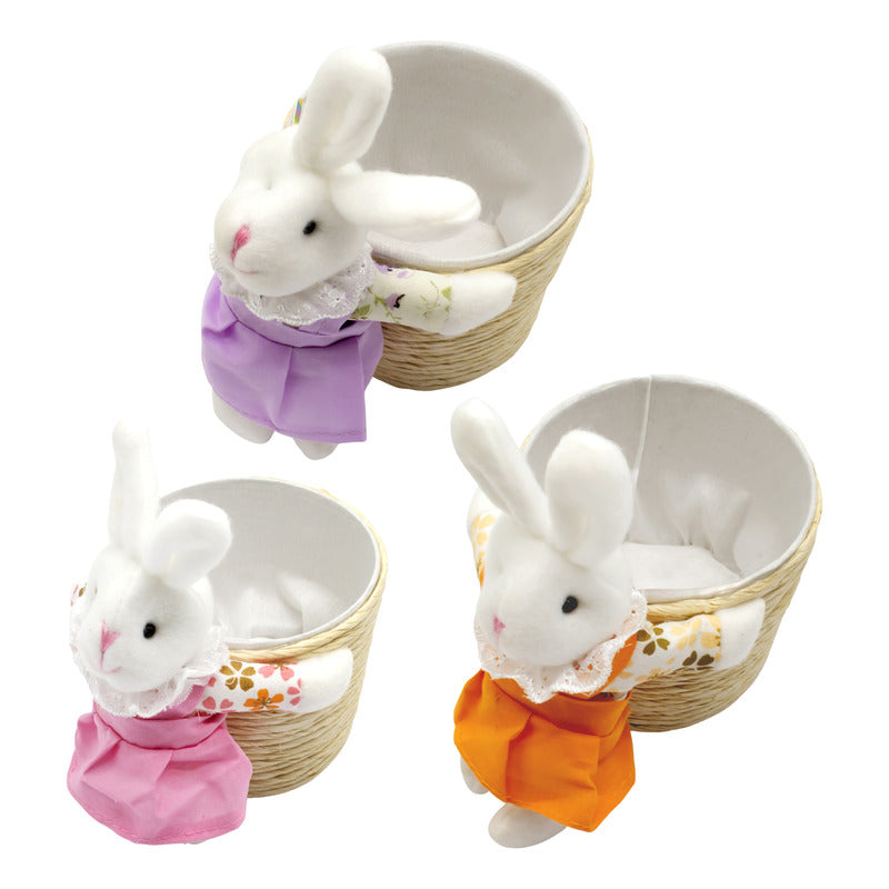 Canasta Conejito Especial Pascua Colores Surtidos - Unidad Rosa, Lila, Naranja