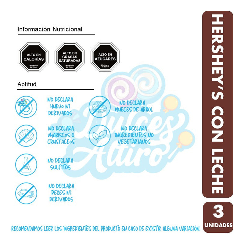 Tableta Hershey's - Chocolate Con Leche (pack De 3 Unidades)