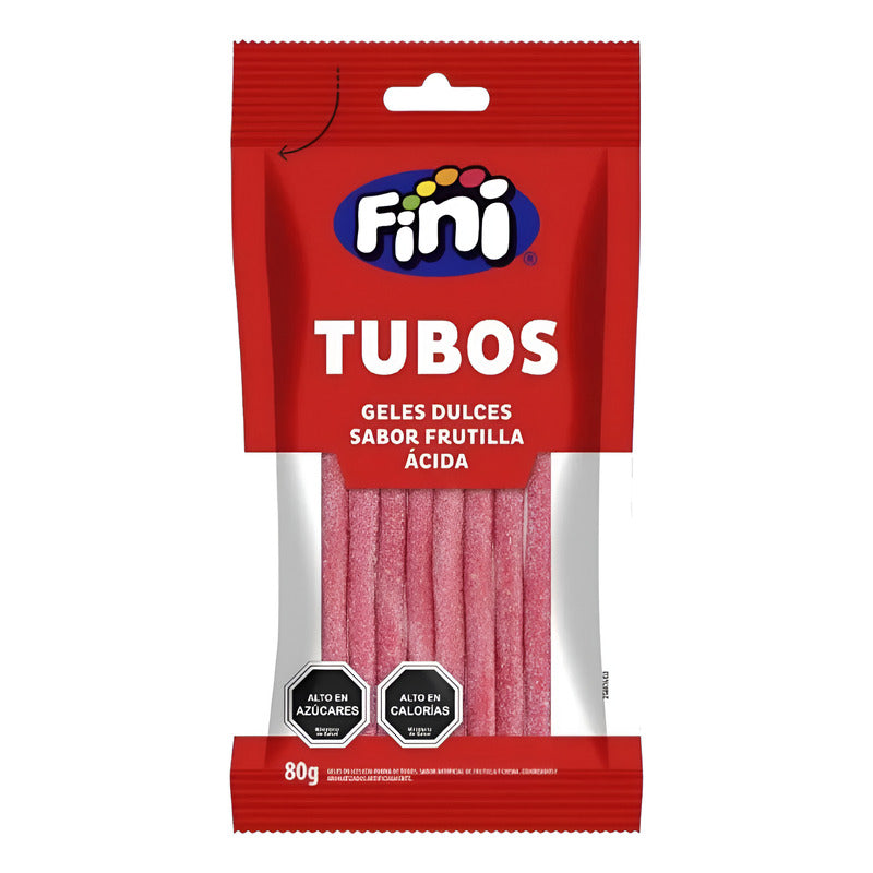 Gomitas Fini Sabor Frutilla Ácida En Forma De Tubos (80 Gr)