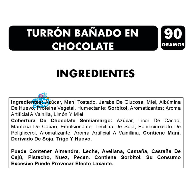 Turrón De Maní Bañado En Chocolate De Valentte (barra 90 Gr)