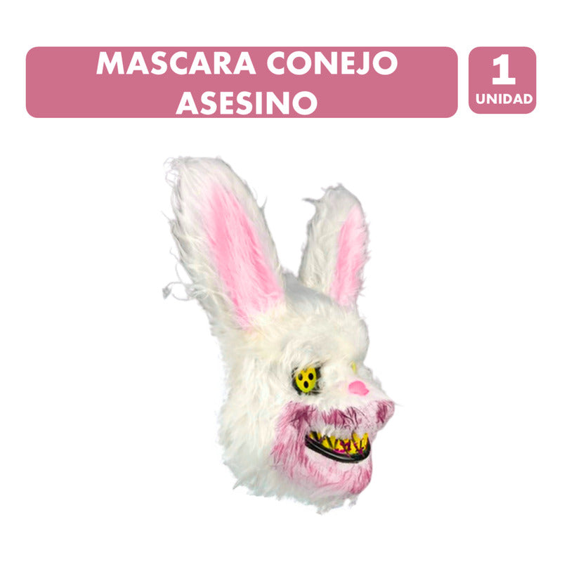 Mascara De Conejo Asesino Adulto Especial Fiesta Halloween Blanco