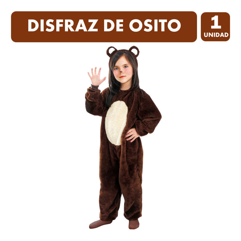 Disfraz De Osito Infantil Traje Completo Con Orejitas Cafe 5-6