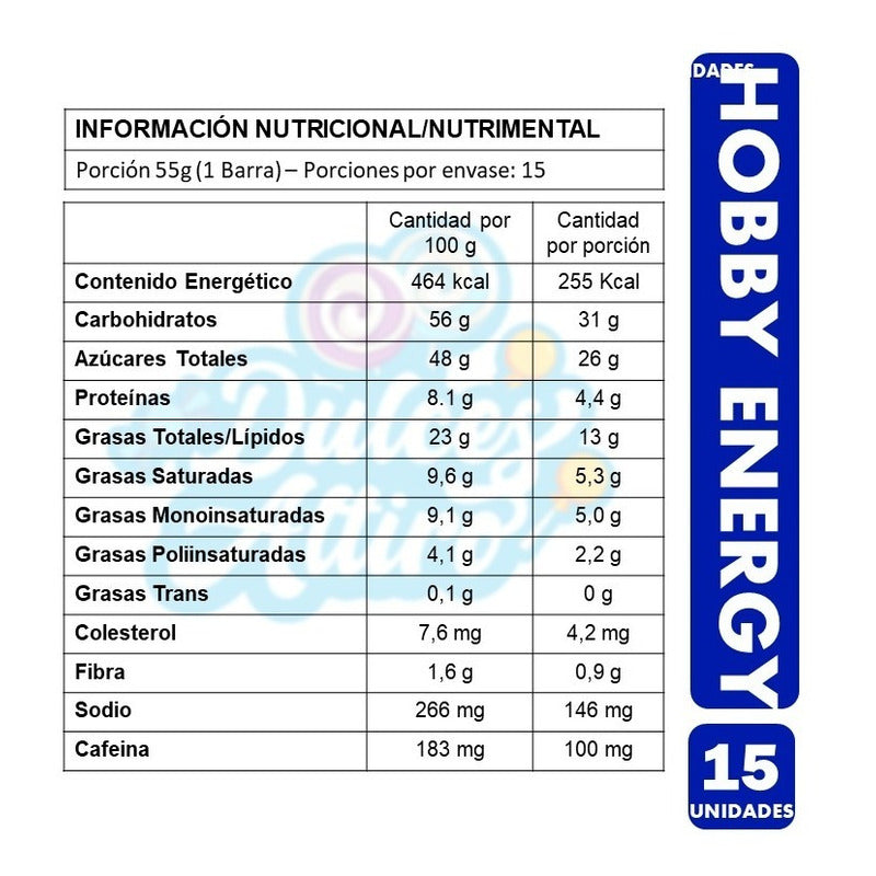 Hobby Energy - Barras De Chocolate Hoby (caja Con 15 Uni)